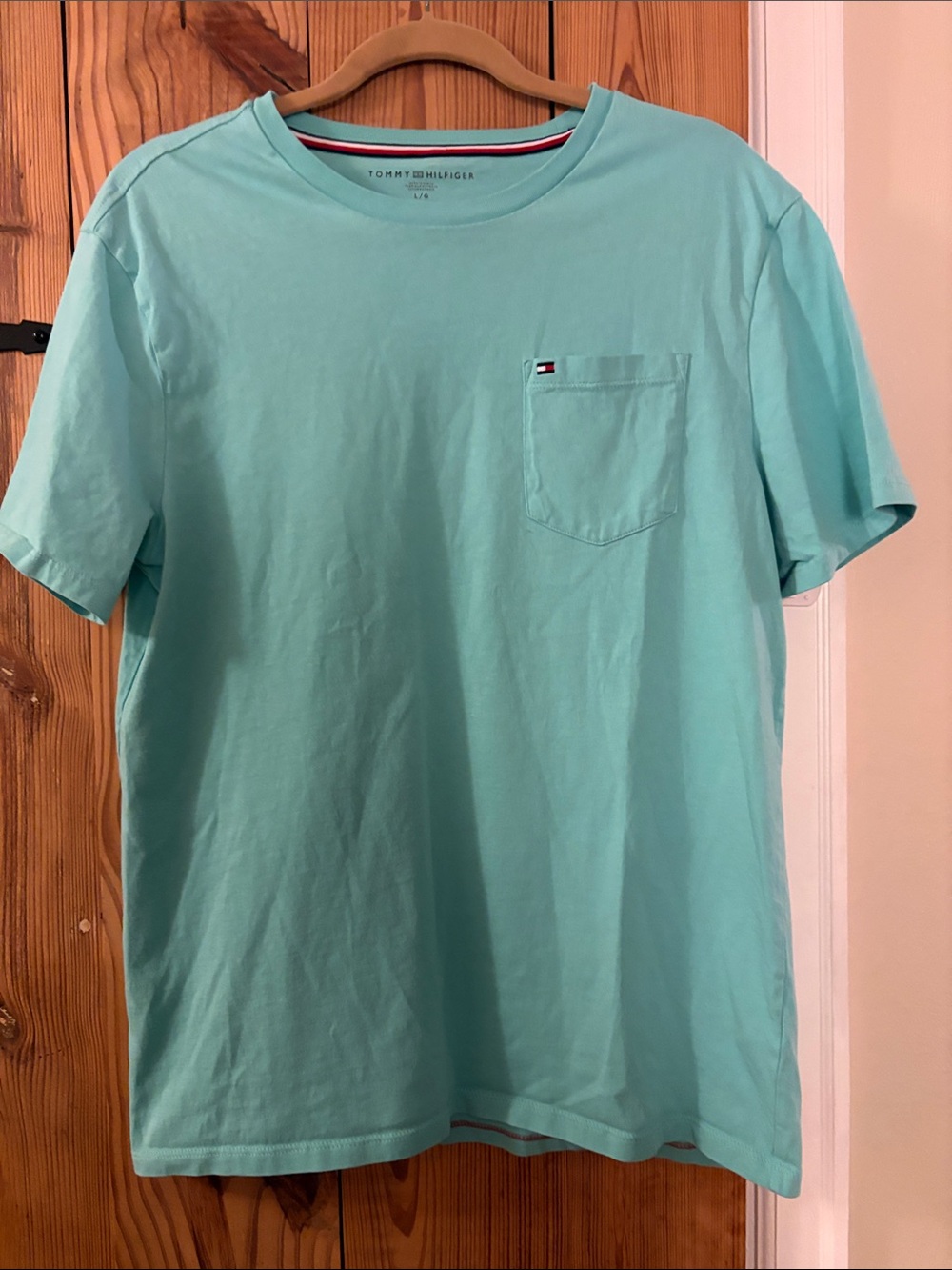 Tommy Hilfiger Short-Sleeve Pocket Tee in Aqua Blue